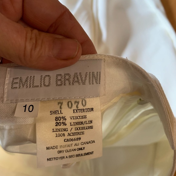 EMILIO BRAVINI | Vintage cream pencil skirt. NWT Linen/Viscose blend. / Sz 8/10 - Picture 5 of 8